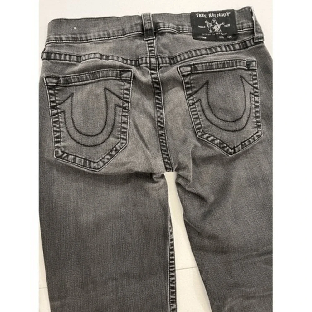 True Religion Devin Loose‎ Straight Leg Washed Black Jeans Size 33x29 Y2K Stack